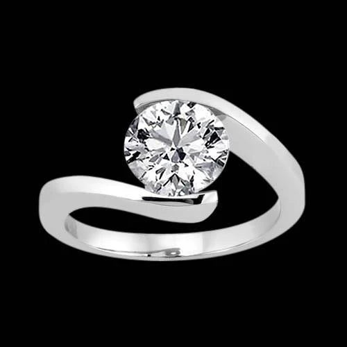 Bague De Fiançailles Solitaire Naturel Diamant 3 Carats Or Blanc