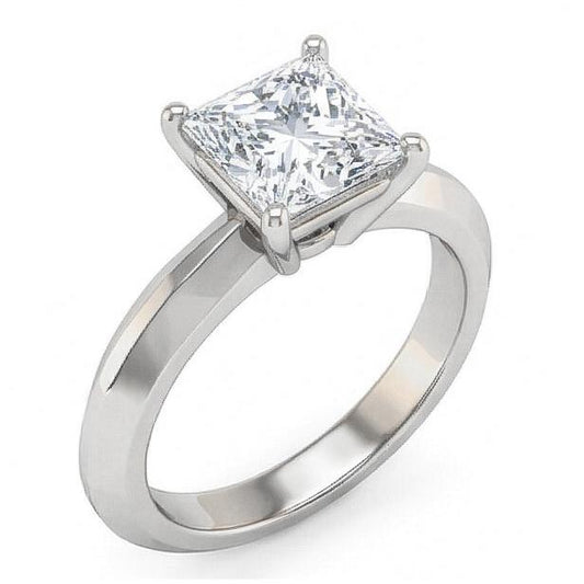 Bague De Fiançailles Solitaire Naturel Diamant Naturels Extraits des Mines ( et non cultivés en laboratoire ) 0.75 Ct. Bijoux Or Blanc