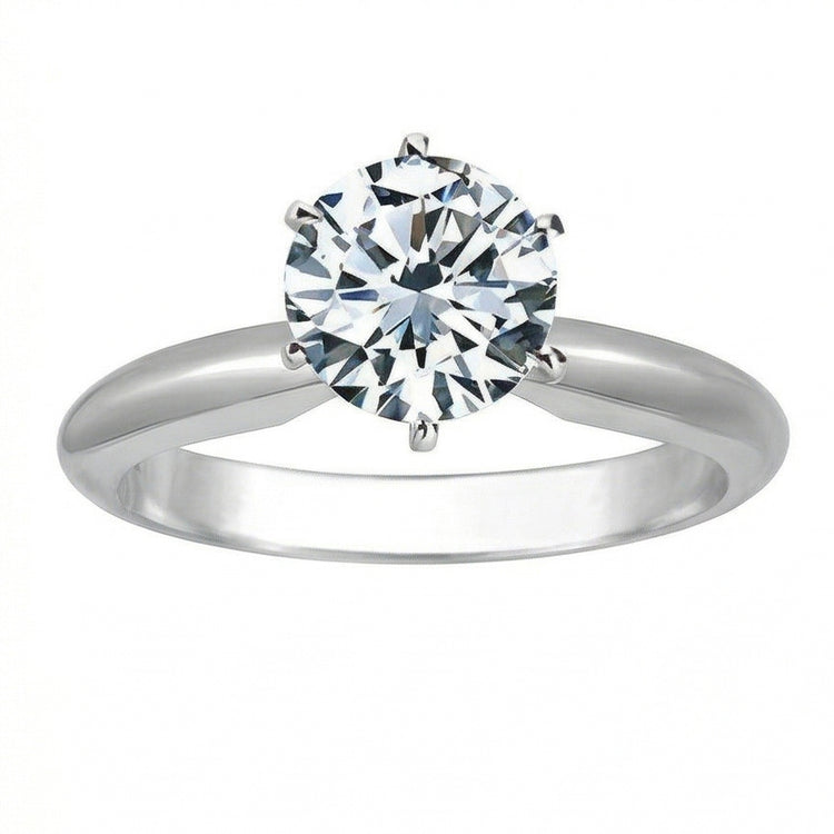 Bague De Fiançailles Solitaire Naturel Diamant Naturels Extraits des Mines ( et non cultivés en laboratoire ) Rond 1 Carat En Or Blanc 14K