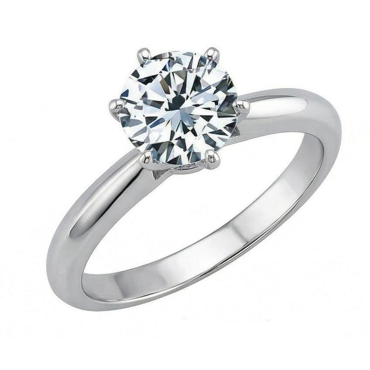 Bague De Fiançailles Solitaire Naturel Diamant Naturels Extraits des Mines ( et non cultivés en laboratoire ) Rond 1 Carat En Or Blanc 14K