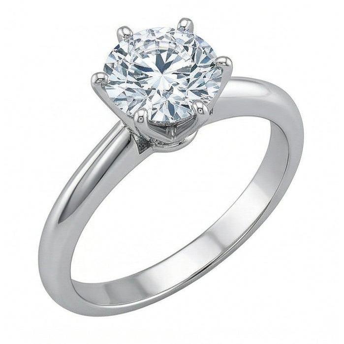 Bague De Fiançailles Solitaire Naturel Diamant Naturels Extraits des Mines ( et non cultivés en laboratoire ) Rond 1 Carat En Or Blanc 14K