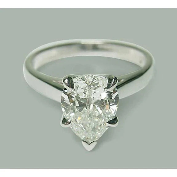 Bague De Fiançailles Solitaire Naturel Diamant Poire