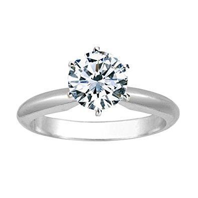 Bague De Fiançailles Solitaire Naturel Diamant Rond 1 Carat En Or Blanc 14K