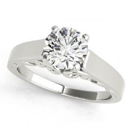 Bague De Fiançailles Solitaire Réel Diamant 2.01 Carats Or Blanc 14K