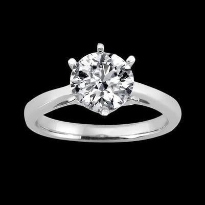 Bague De Fiançailles Solitaire Réel Diamant 3 Carats Or Blanc 14K