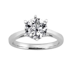 Bague De Fiançailles Solitaire Réel Diamant 3 Carats Or Blanc 14K