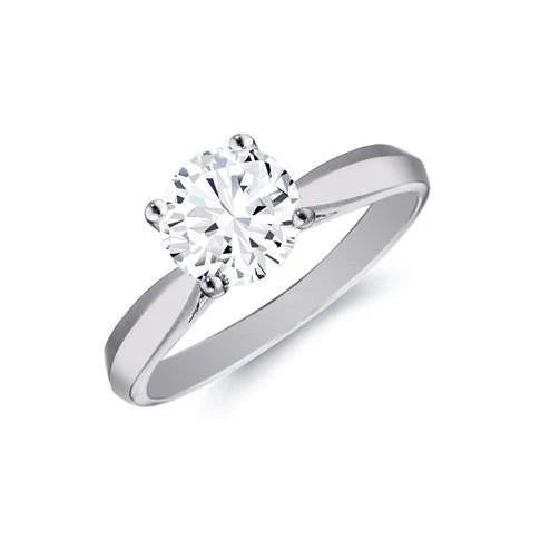 Bague De Fiançailles Solitaire Réel Diamant Rond 1.50 Carat Or Blanc 14 Carats