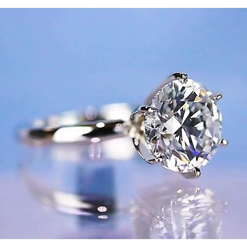 Bague De Fiançailles Solitaire Réel Diamant Rond Serti 6 Griffes 2 Carats