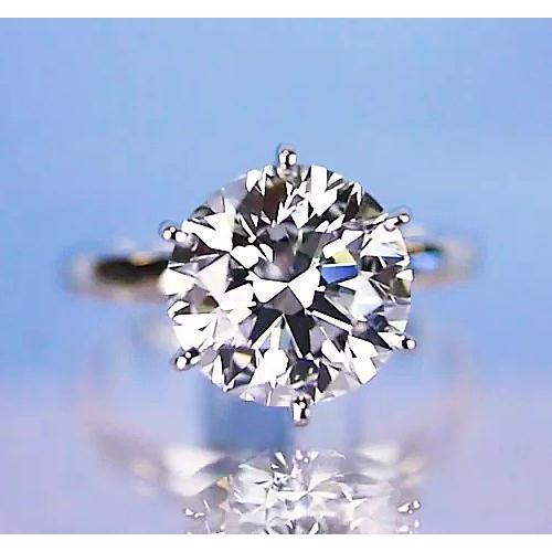 Bague De Fiançailles Solitaire Réel Diamant Rond Serti 6 Griffes 2 Carats