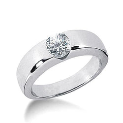 Bague De Fiançailles Solitaire Réel Diamant Rond WG 14K Bijoux 1.51 Carat