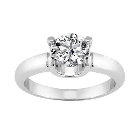 Bague De Fiançailles Solitaire Réel Diamant Taille Ovale 2 Carats