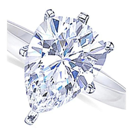 Bague De Fiançailles Solitaire Réel Diamant Taille Poire 2.50 Carats 14K