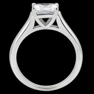 Bague De Fiançailles Solitaire Réel Diamant Taille Princesse 1 Carat Or Blanc 14K