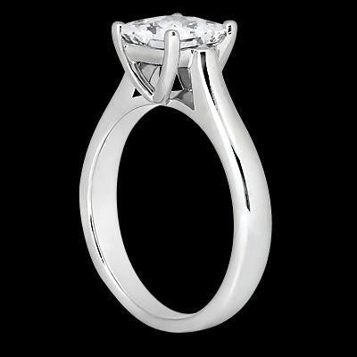 Bague De Fiançailles Solitaire Réel Diamant Taille Princesse 1 Carat Or Blanc 14K