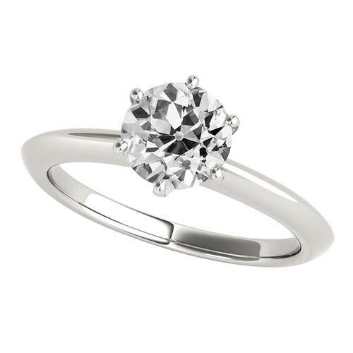 Bague De Fiançailles Solitaire Rond Ancienne Mine Cut Réel Diamant 1.50 Carats