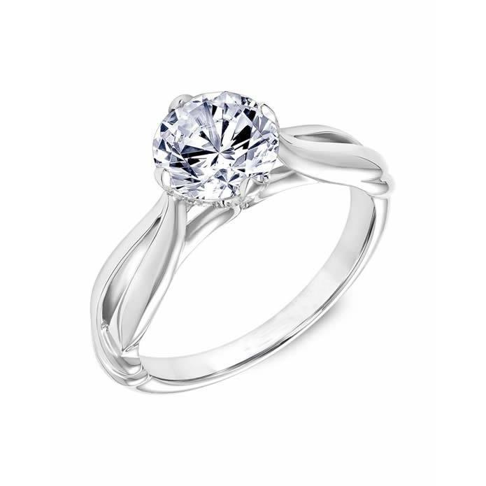 Bague De Fiançailles Solitaire Ronde 2 Carats Naturel Diamant Or Blanc 14K