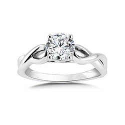 Bague De Fiançailles Solitaire Ronde 2 Carats Naturel Diamant Or Blanc 14K