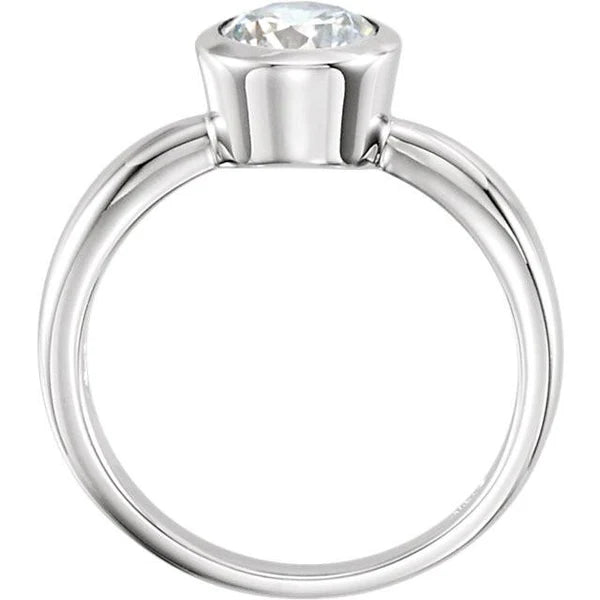 Bague De Fiançailles Solitaire Sertie Lunette Ronde 1.25 Carat Réel Diamant