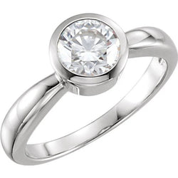 Bague De Fiançailles Solitaire Sertie Lunette Ronde 1.25 Carat Réel Diamant