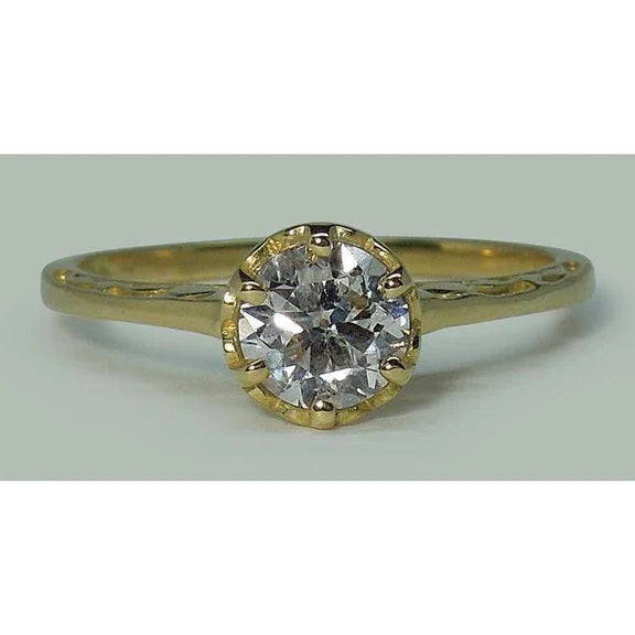 Bague De Fiançailles Solitaire Style Couronne Réel Diamant Rond 1 Carat