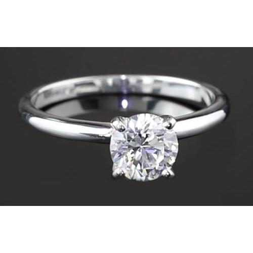 Bague De Fiançailles Solitaire Véritable Diamant Rond 1.25 Or Blanc 14K