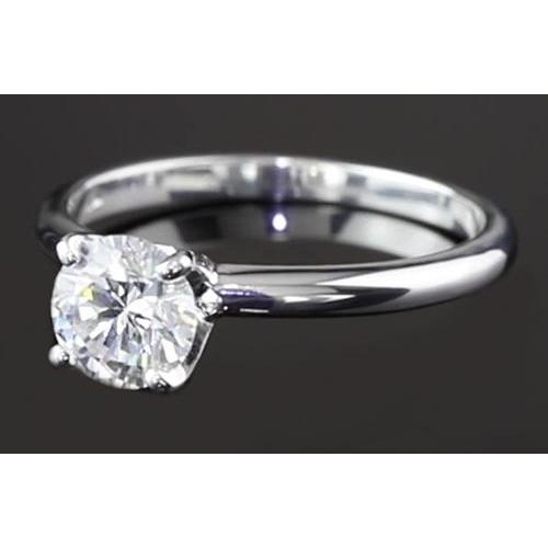 Bague De Fiançailles Solitaire Véritable Diamant Rond 1.25 Or Blanc 14K