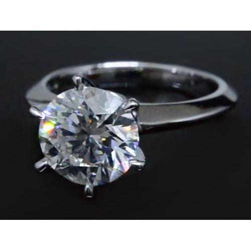 Bague De Fiançailles Solitaire Véritable Diamant Rond 2 Carats