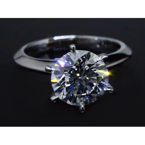 Bague De Fiançailles Solitaire Véritable Diamant Rond 2 Carats