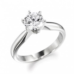 Bague De Fiançailles Solitaire Véritable Diamant Rond 2.25 Carats Or Blanc 14 Carats