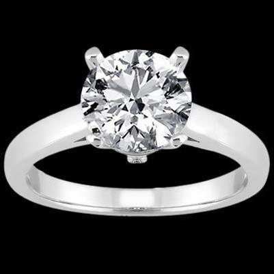 Bague De Fiançailles Solitaire Véritable Diamant Rond Pour Femme En Or Blanc 3 Ct.