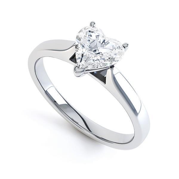 Bague De Fiançailles Solitaire Véritable Diamant Taille Coeur 1.75 Carats Or Blanc