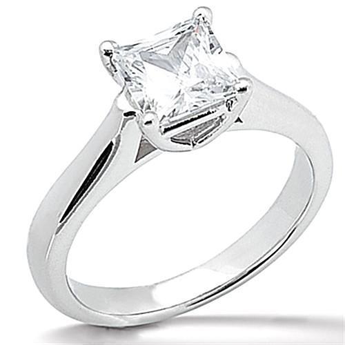 Bague De Fiançailles Solitaire Véritable Diamant Taille Princesse 1 Carat Bijoux Neuf