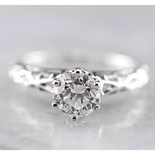 Bague De Fiançailles Solitaire à 1 Carats De Naturel Diamants Ronds 14K D'Or Blanc