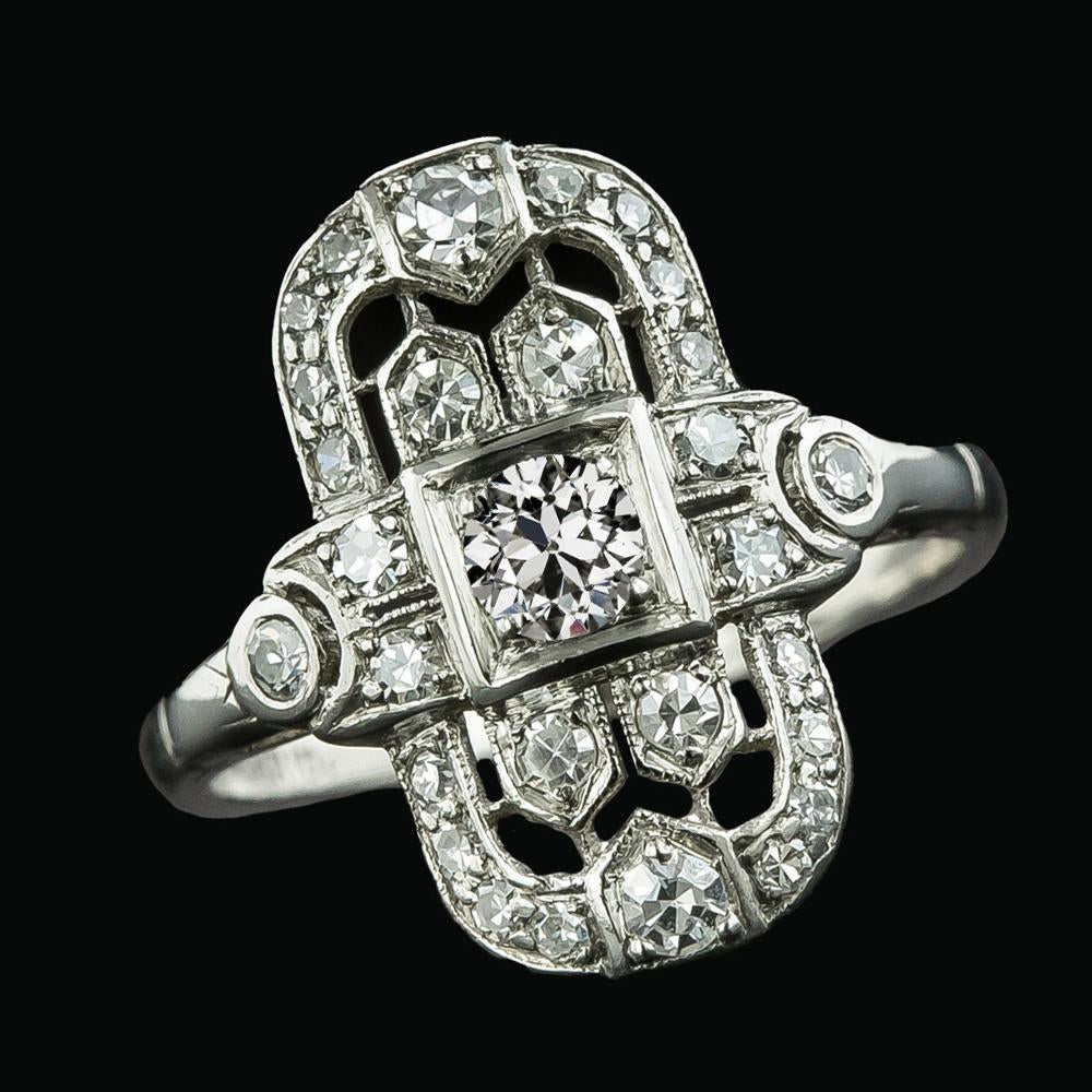 Bague De Fiançailles Style Ancien Véritable Diamants Ronds Taille Ancienne 3 Carats
