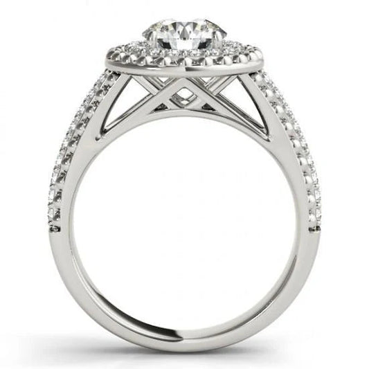 Bague De Fiançailles Style Antique Réel Diamant 2 Carats Or Blanc 14K