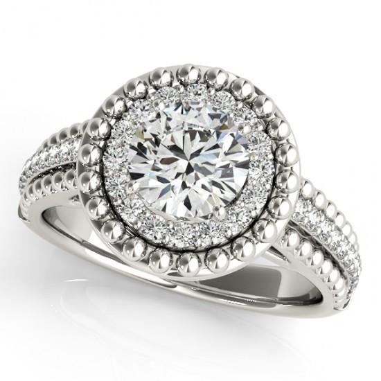 Bague De Fiançailles Style Antique Réel Diamant 2 Carats Or Blanc 14K