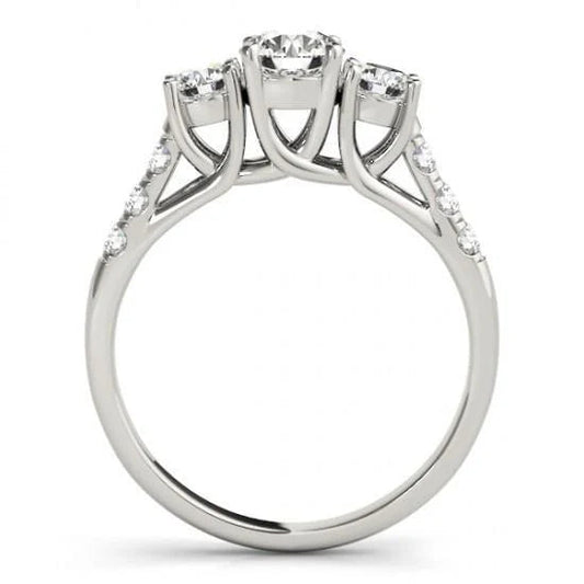 Bague De Fiançailles Style Trois Pierres Avec Réel Diamants 2.25 Carats Nouveau