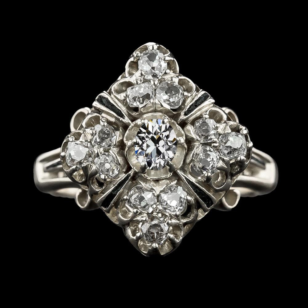 Bague De Fiançailles Style Vintage Coussin & Naturel Diamant Ovale Taille Ancienne 4 Carats