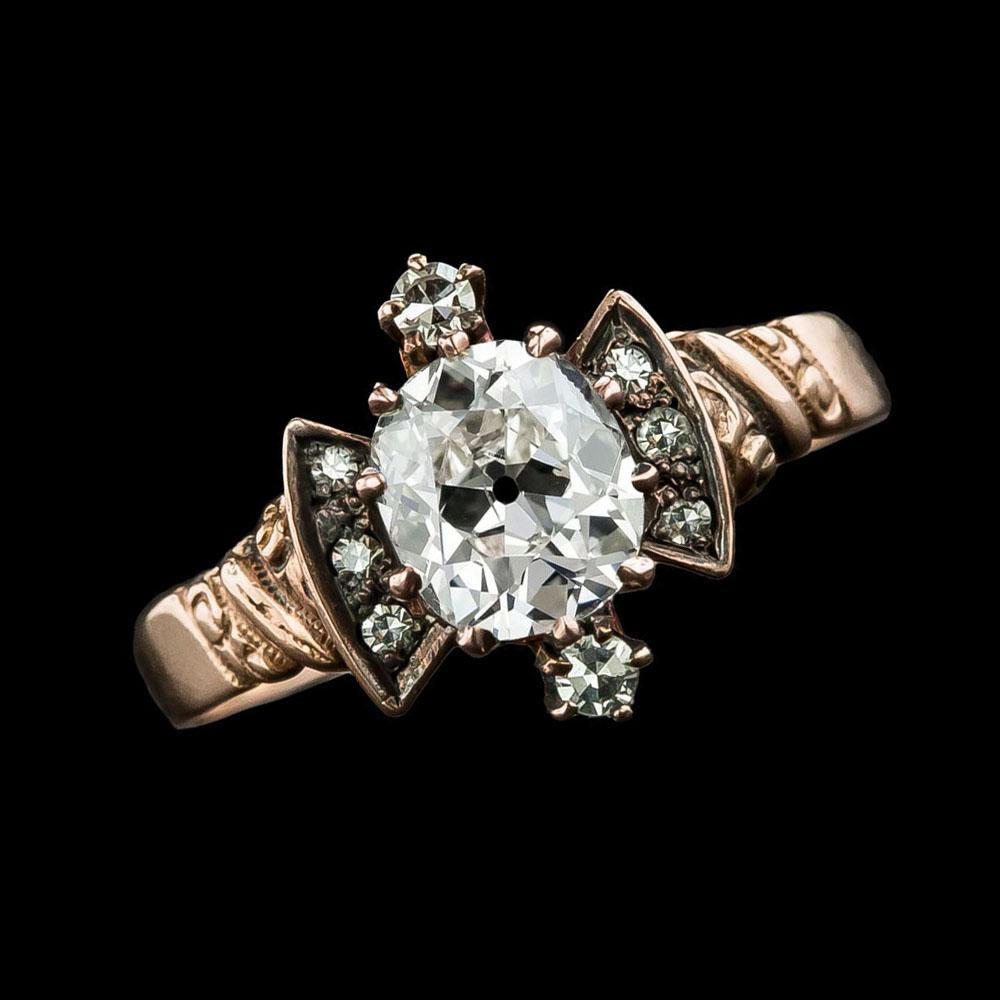 Bague De Fiançailles Taille Ancienne Coussin Réel Diamant Style Antique 4.25 Carats