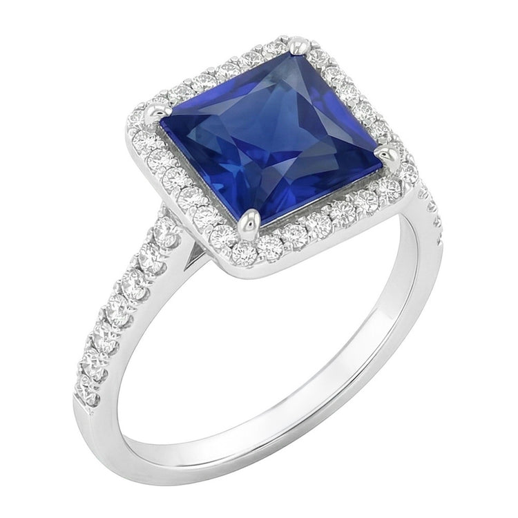 Bague De Fiançailles Taille Princesse Saphir Naturel