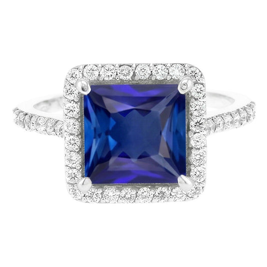 Bague De Fiançailles Taille Princesse Saphir Naturel