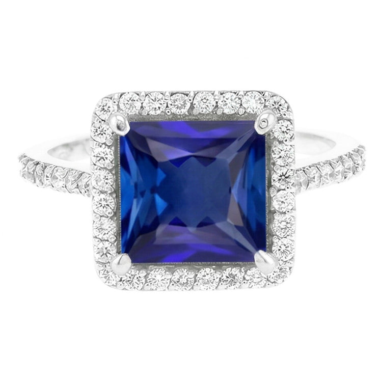 Bague De Fiançailles Taille Princesse Saphir Naturel