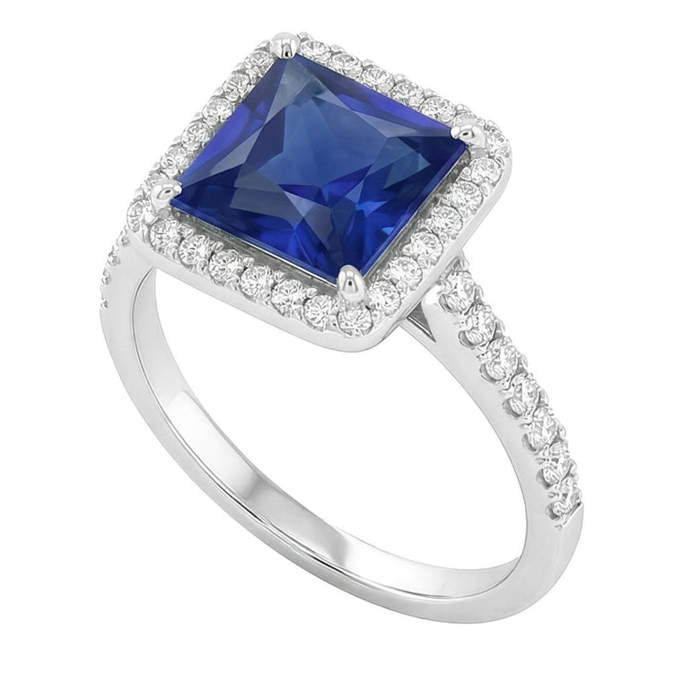 Bague De Fiançailles Taille Princesse Saphir Naturel
