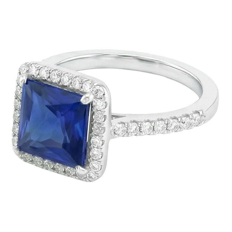 Bague De Fiançailles Taille Princesse Saphir Naturel