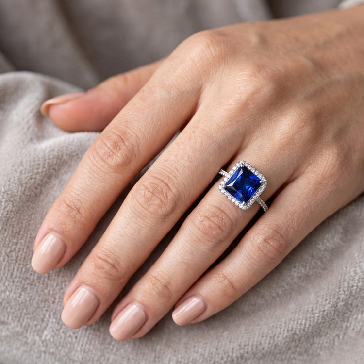 Bague De Fiançailles Taille Princesse Saphir Naturel
