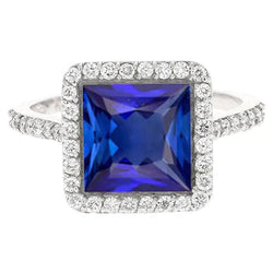Bague De Fiançailles Taille Princesse Saphir Naturel
