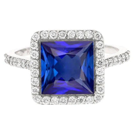 Bague De Fiançailles Taille Princesse Saphir Naturel