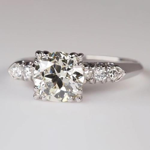 Bague De Fiançailles Triple Sertie Ronde Vieux Mineur Réel Diamants 2.50 Carats