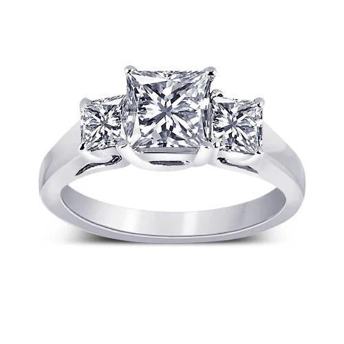 Bague De Fiançailles Trois Pierres Réel Diamants 2.31 Carat Bijoux En Diamant Or