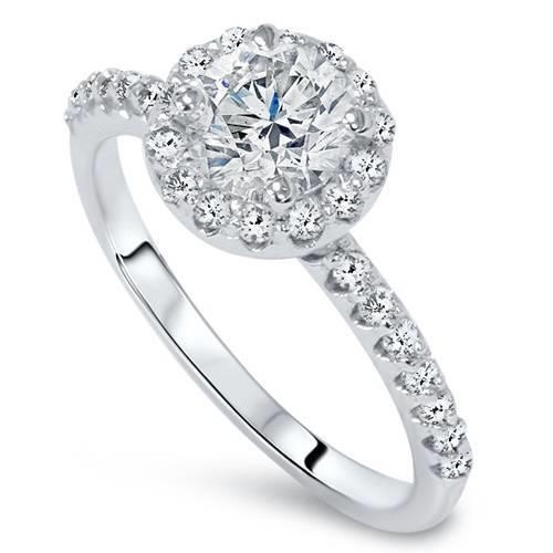 Bague De Fiançailles Véritable Diamant 2.20 Carats Halo